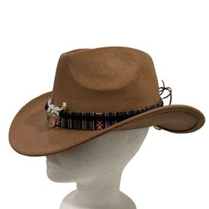 Cowboy  tan brown  Hat never worn fabric and rim western style Sz OS new…